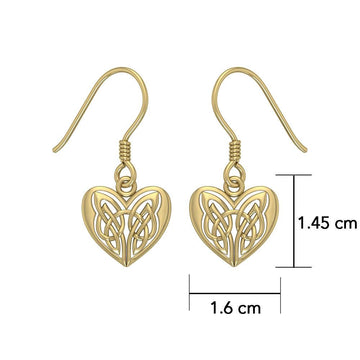 Eternal Heart Celtic Knots Solid Gold Earrings GTE2935 - Jewelry